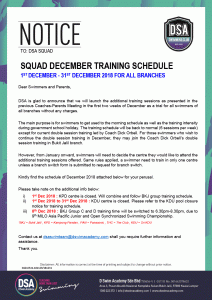 Squad December Training Schedule