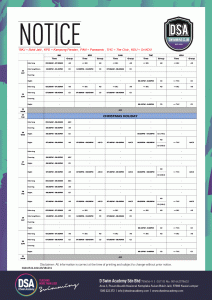 Squad December Training Schedule
