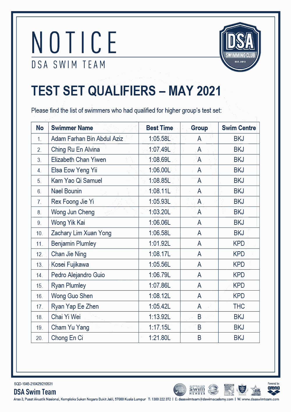 DSA-Swim-Team-Test-Set-Qualifiers-May-21