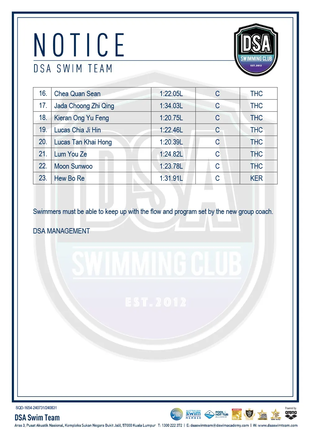 Promotion of Training Groups - August 2024